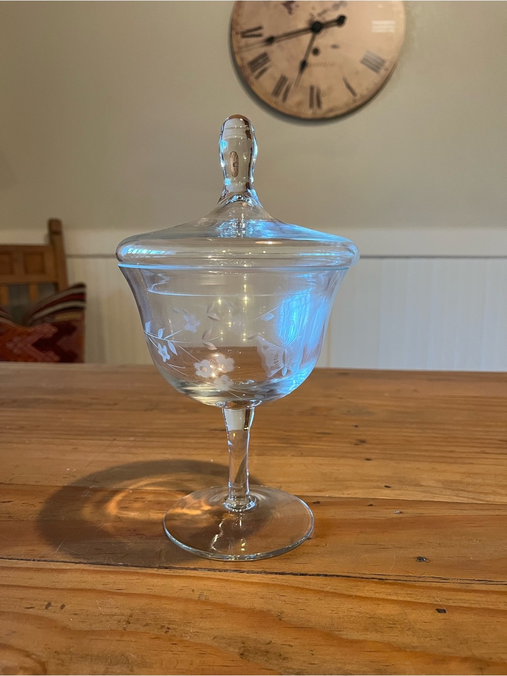 Vintage Princess House Etched Pedestal Candy Dish w/Lid